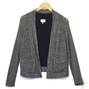 Anthropologie Deletta Metallic Silver Gray Knit Open Cardigan Sweater Size S